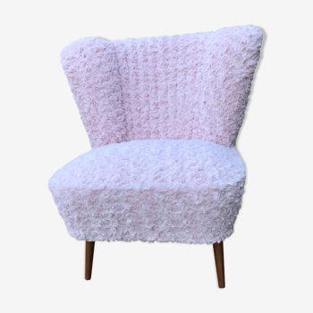 1950s cocktail chair pink faux fur