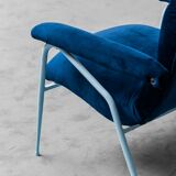 Armchair velvet blue metal light blue 60s vintage