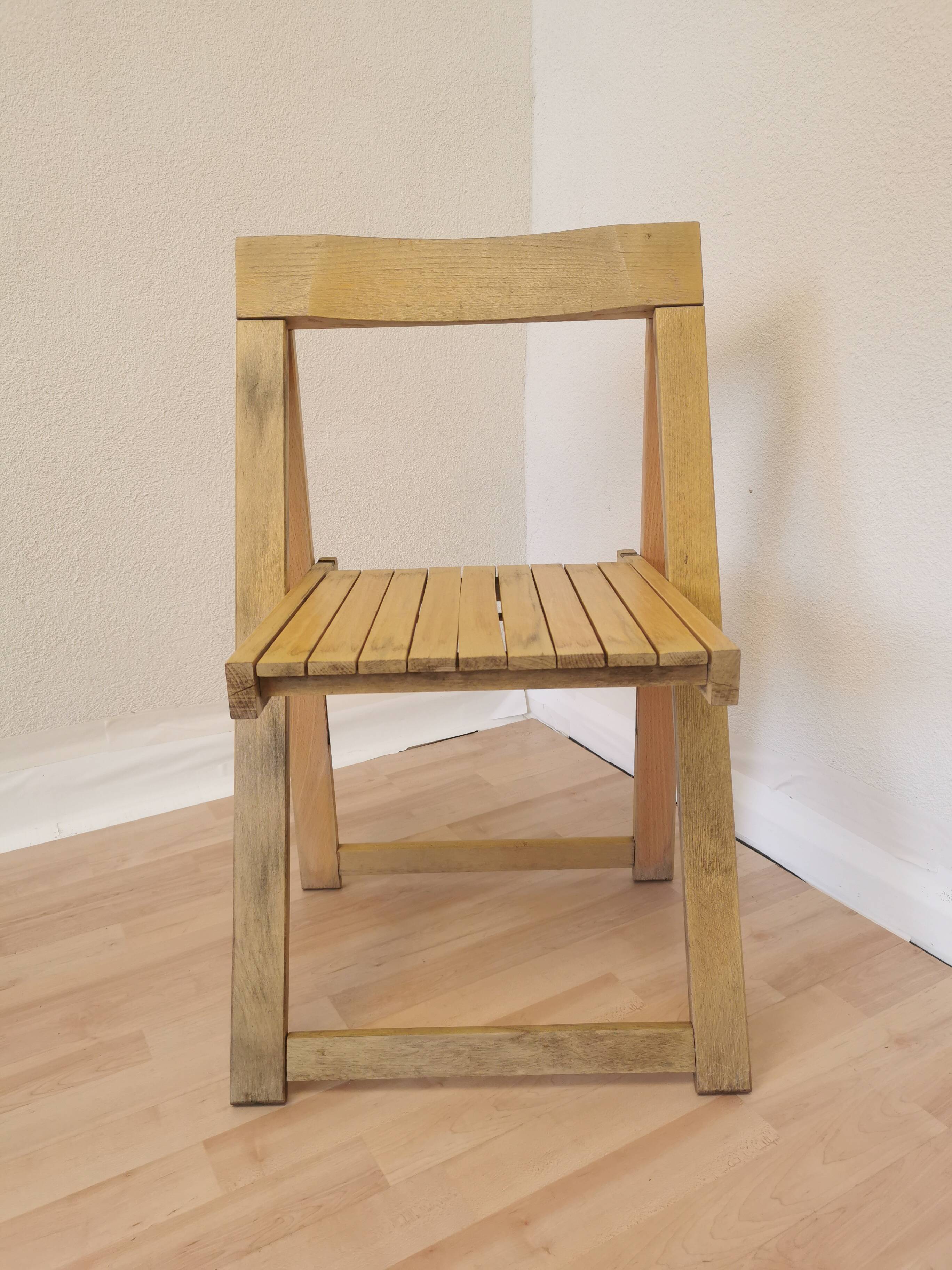 Vintage Aldo Jacober Folding Wooden Chair: Mid-Century Trieste Stool