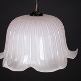 Large vintage flower-shaped chandelier in pink Murano glass, Italy 1980s.