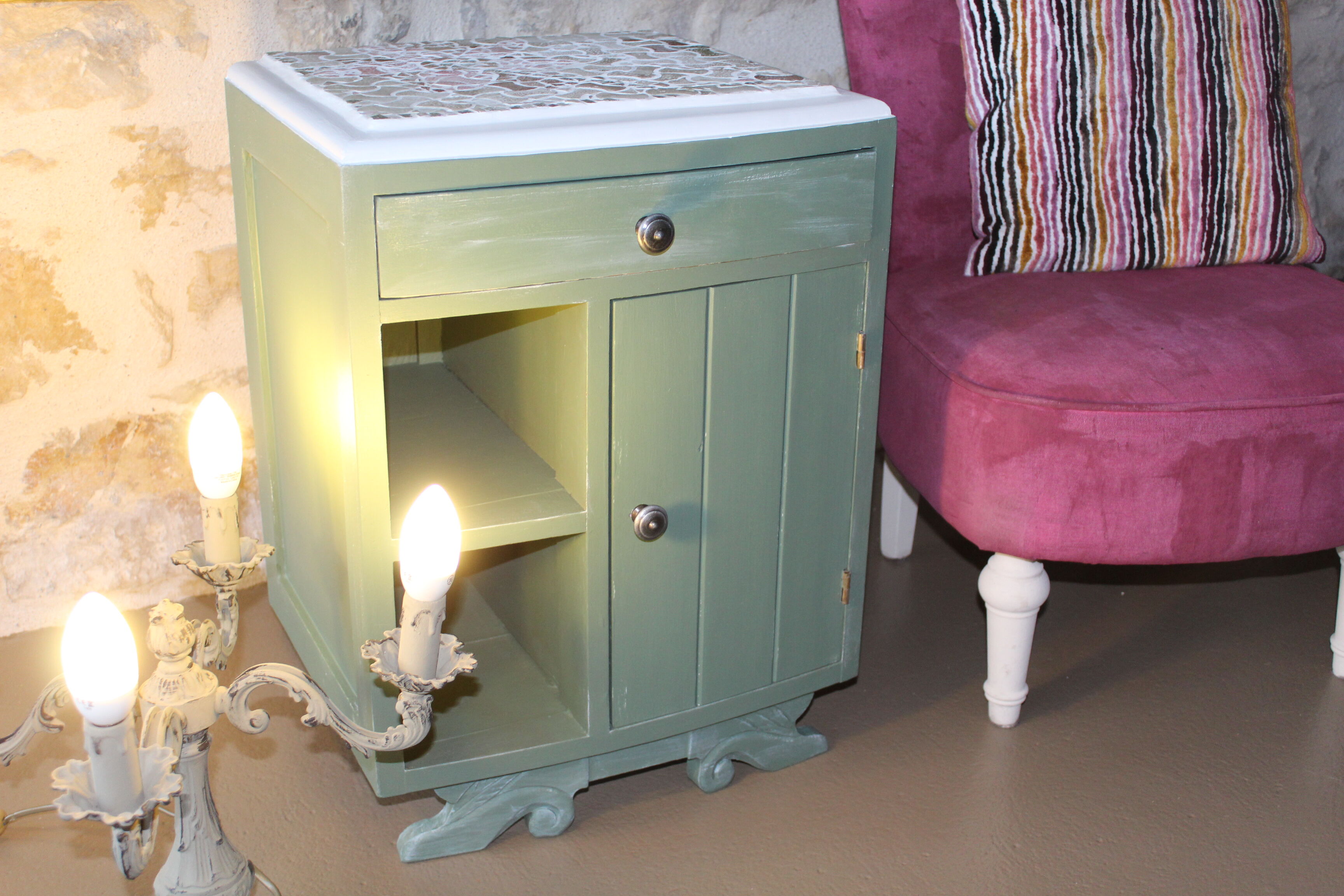 Meuble de chevet art déco relooké
