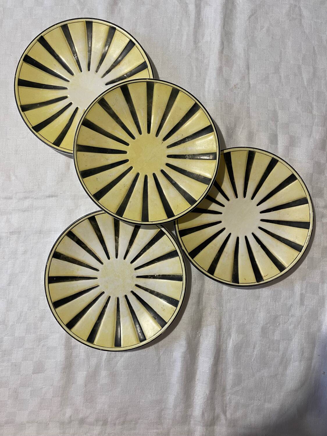 Set of 4 Digouin dessert plates – vintage "Rayon" pattern