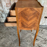 Antique Nightstand Louis XV Style Inlay Wood 3 Drawers Wine