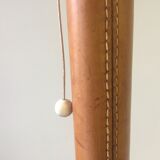 Leather and brass floor lamp