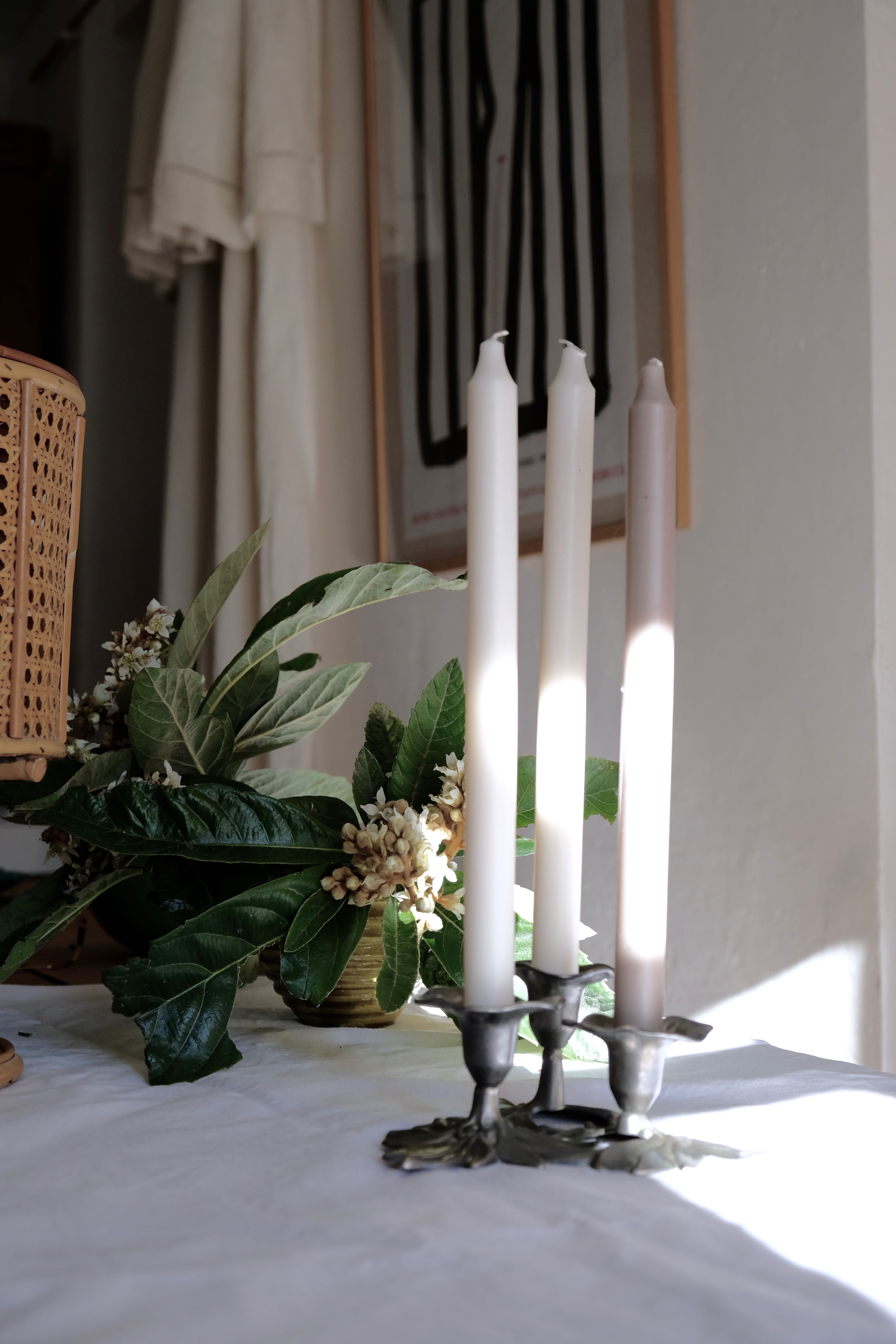 Three-flower pedestal 19th century candlestick
