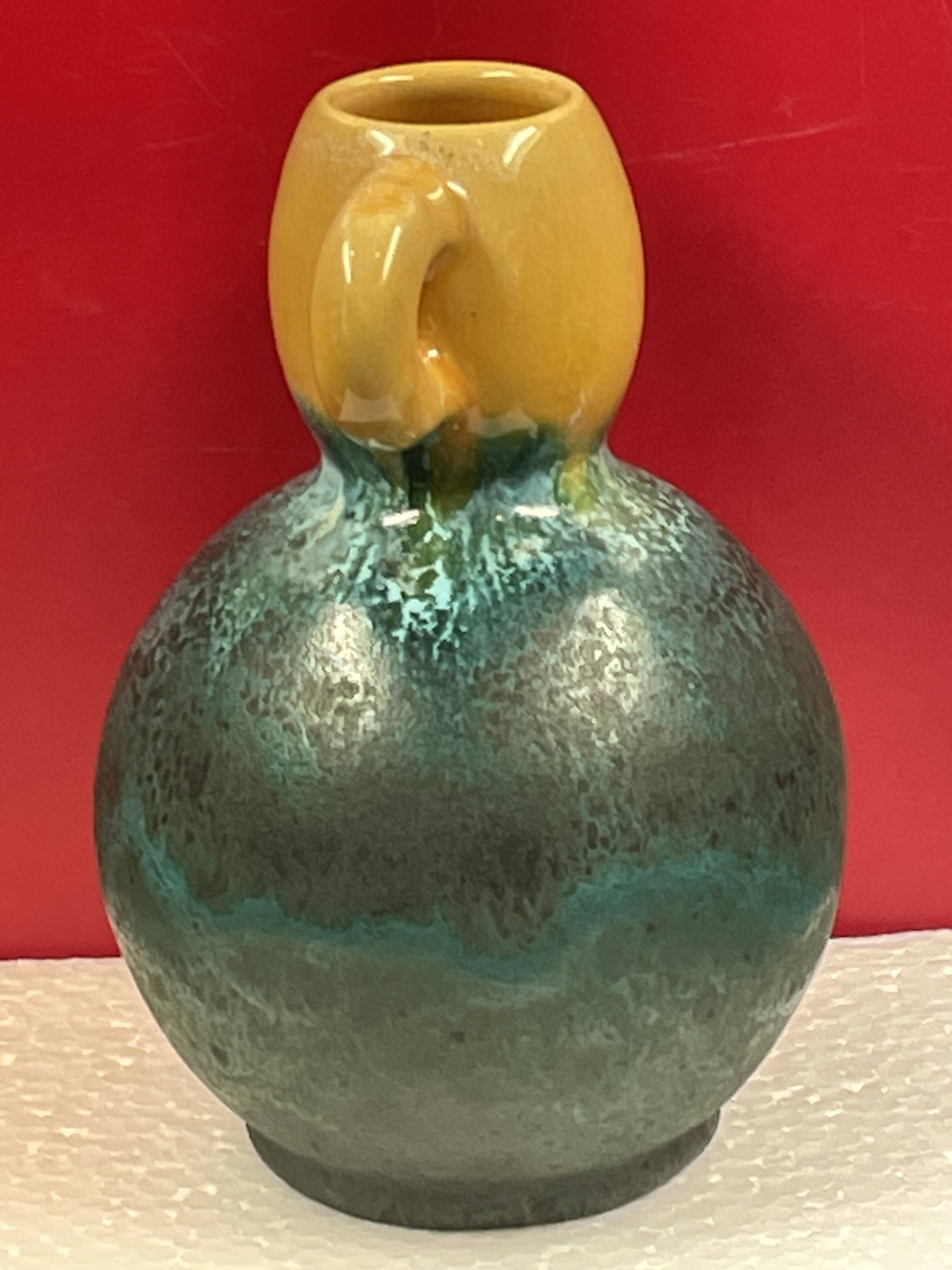 Accolay ear vase Ceramic Turquoise Blue & yellow 17 cm