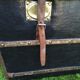 Carriage trunk leather wicker brass linen