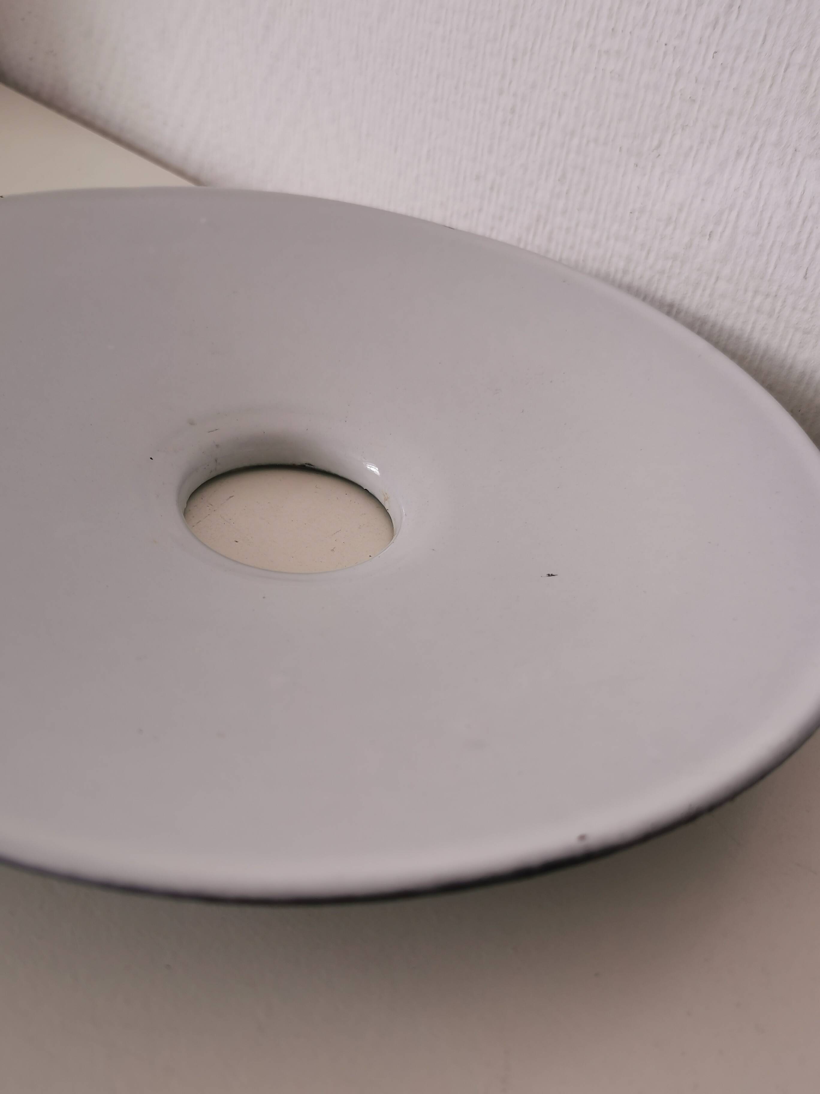 enamelled metal lampshade, dark green industrial decor