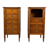 Paire de chiffonniers, meubles de chevet, style Louis XVI, XIXe Siècle