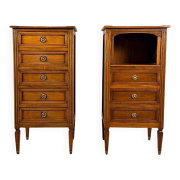Paire de chiffonniers, meubles de chevet, style Louis XVI, XIXe Siècle