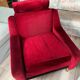 Set of 3 airborne velvet armchairs in red.