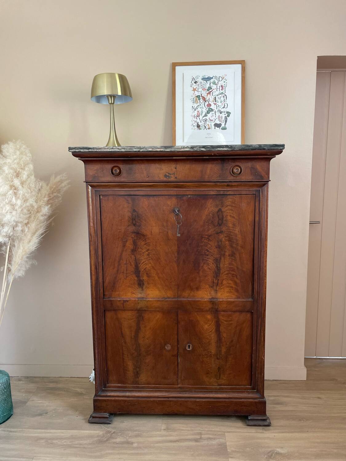 Secrétaire Louis Philippe bois et marbre