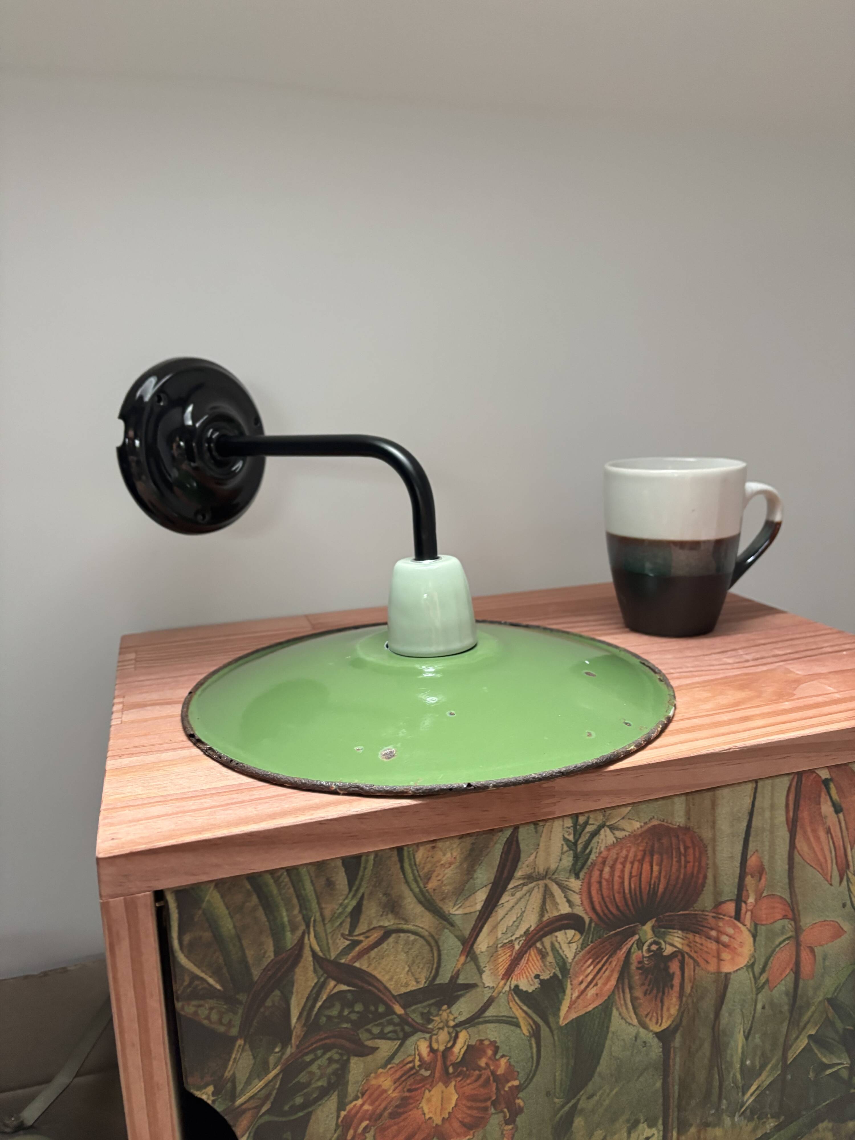 Vintage enamelled sheet metal wall light