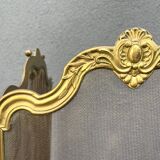 19th century fireplace screen by Bouhon Frères in brass, French spark guard 1890