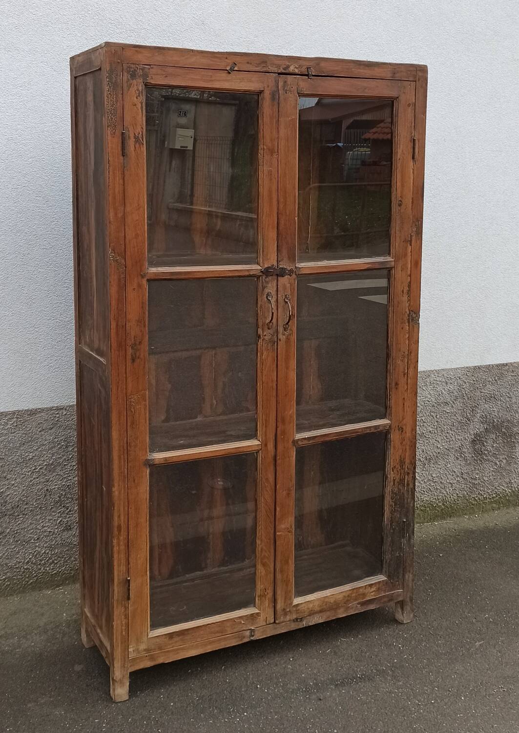 Old wooden glazed cabinet