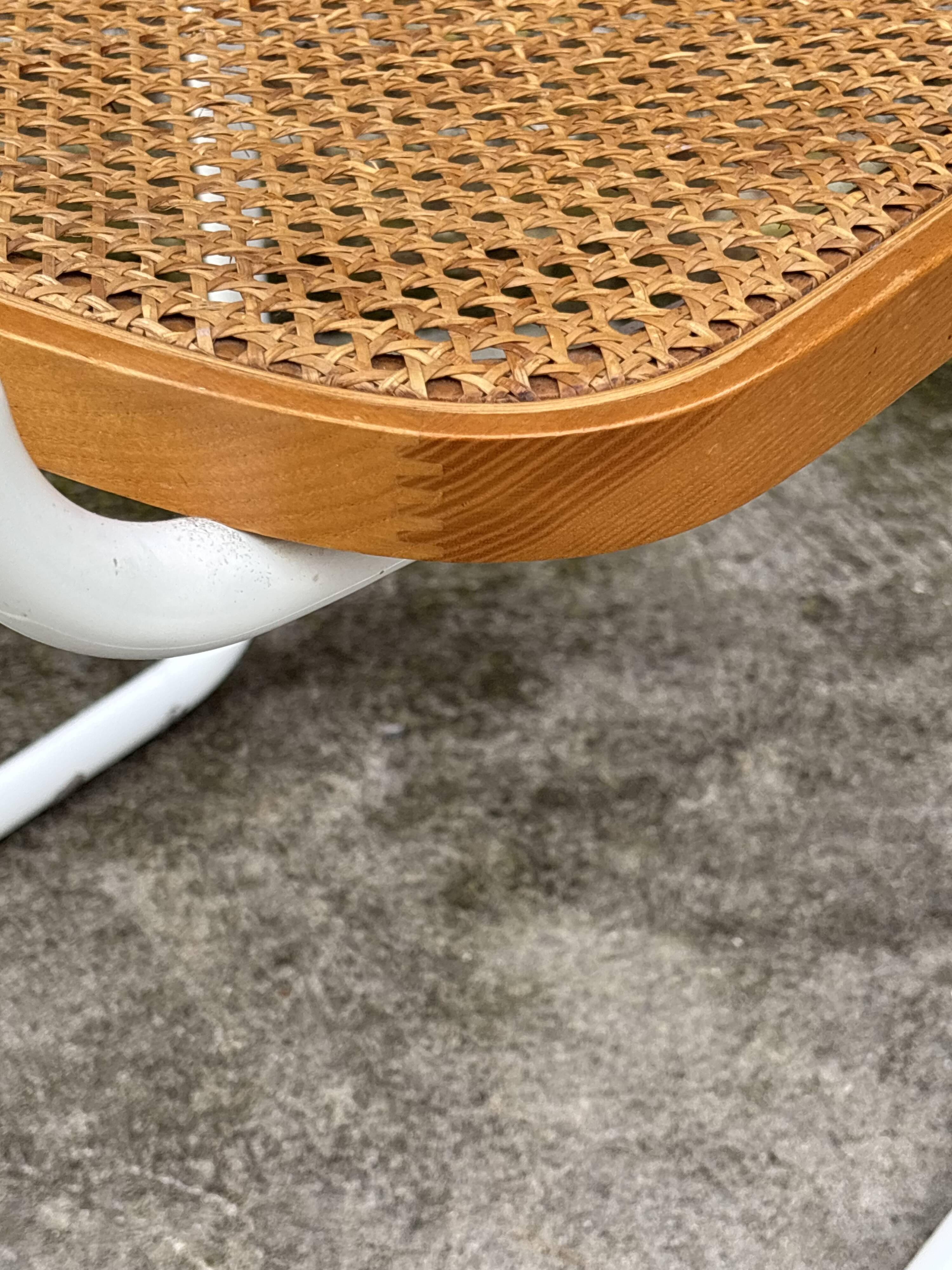 Chair Cesca model with armrests B64 in white metal and wood