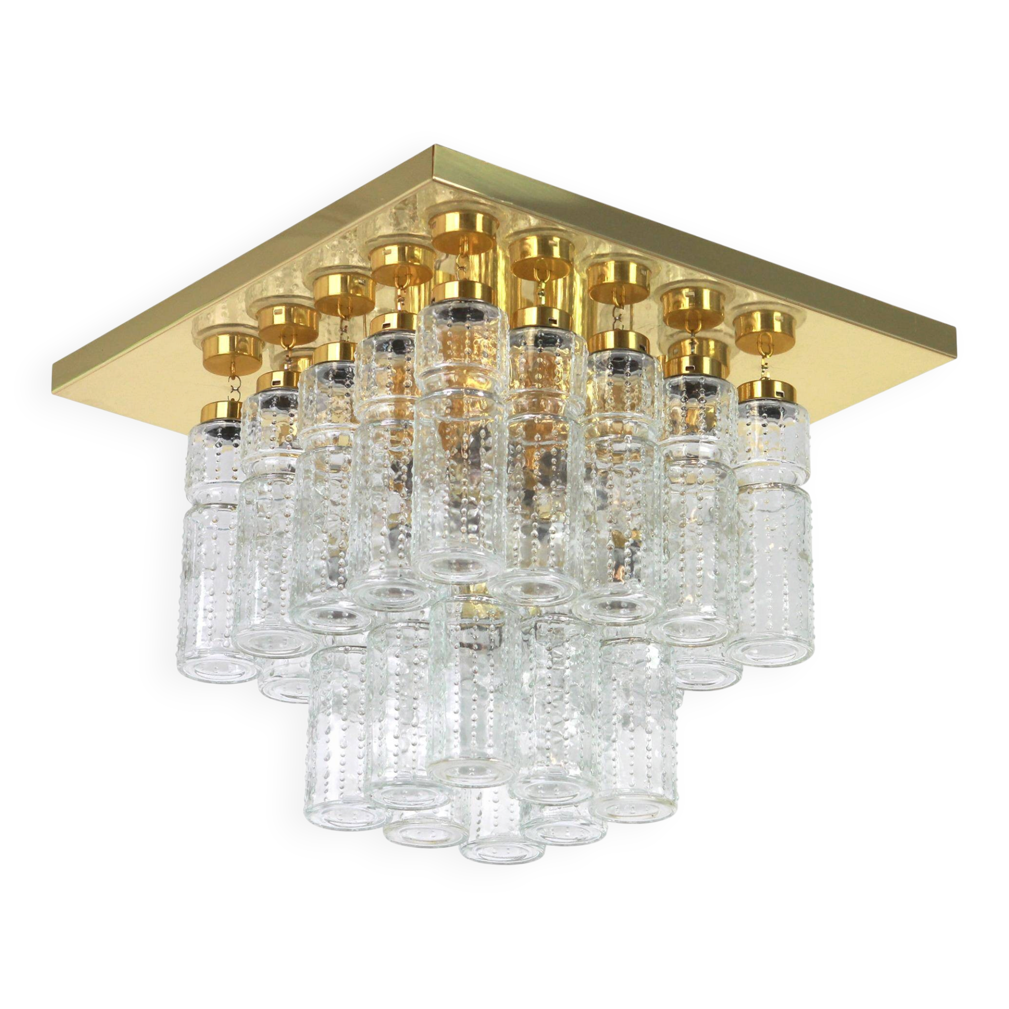 Crystal Glass and Brass Chandelier by Limburg, Germany, 1960s