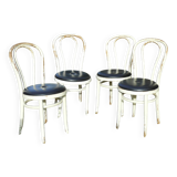Set of 4 white and black Thonet bistro chairs