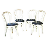 Série de 4 chaises bistrot Thonet blanches et noires