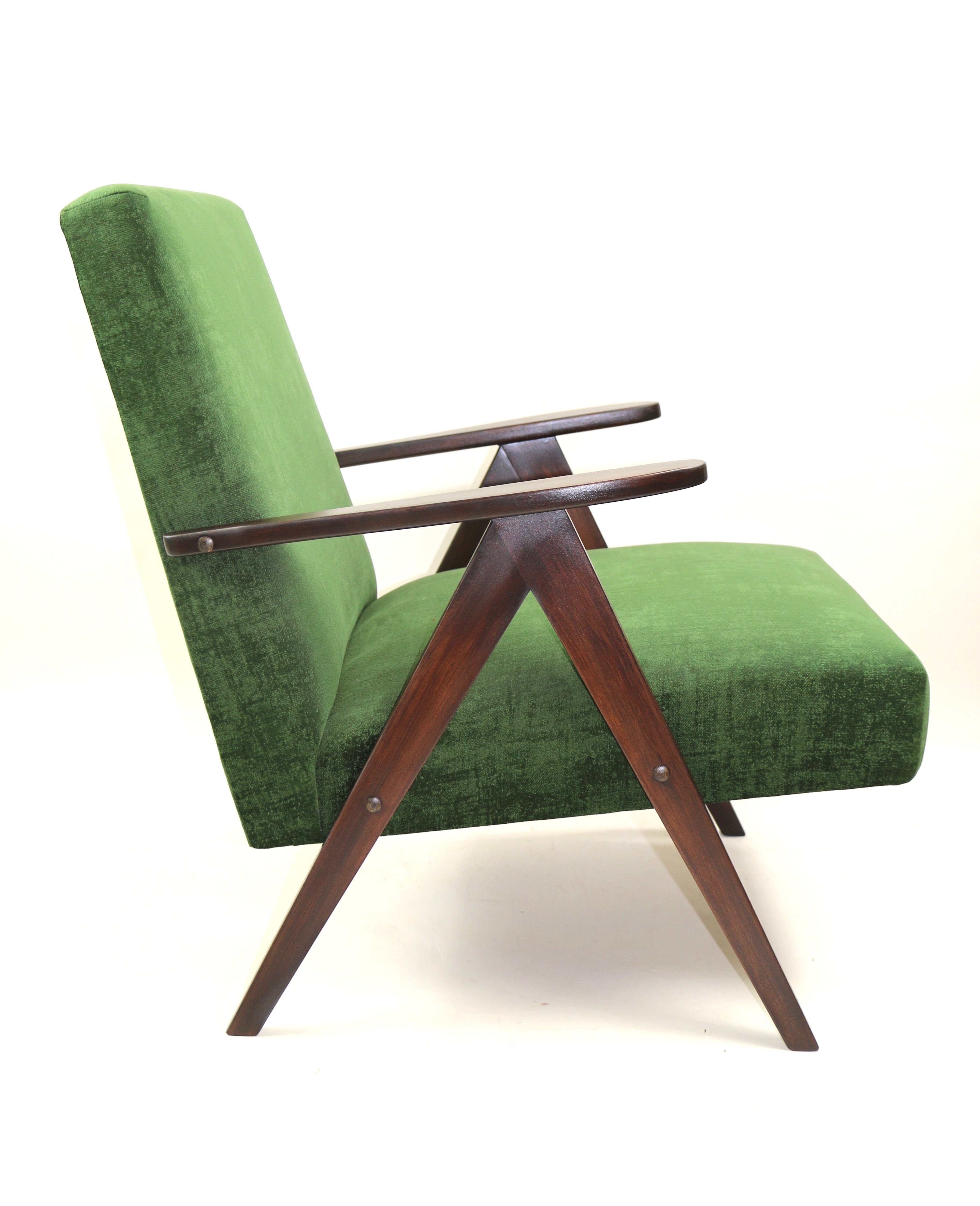 Vintage var green structural velvet easy chair, 1970s