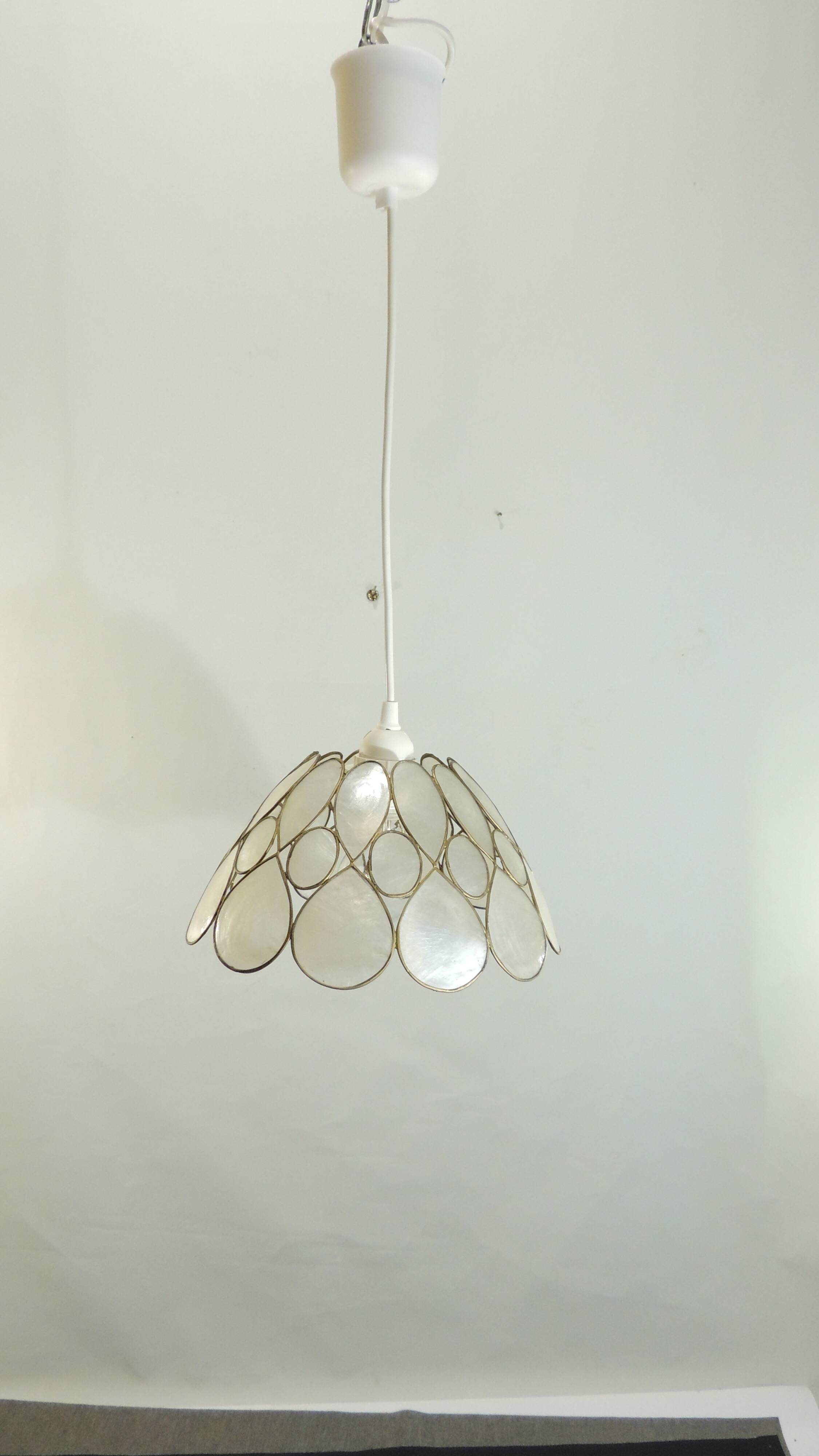 Vintage 1970s shell pendant lamp ceiling light lampshade