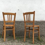 Pair of vintage curved wooden bistro chairs