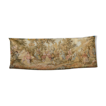 Tapestry wall hanging depicting a gallant scene from the mid-century.