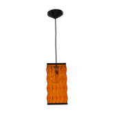 Suspension plexiglas orange cerclé noir années 60/70
