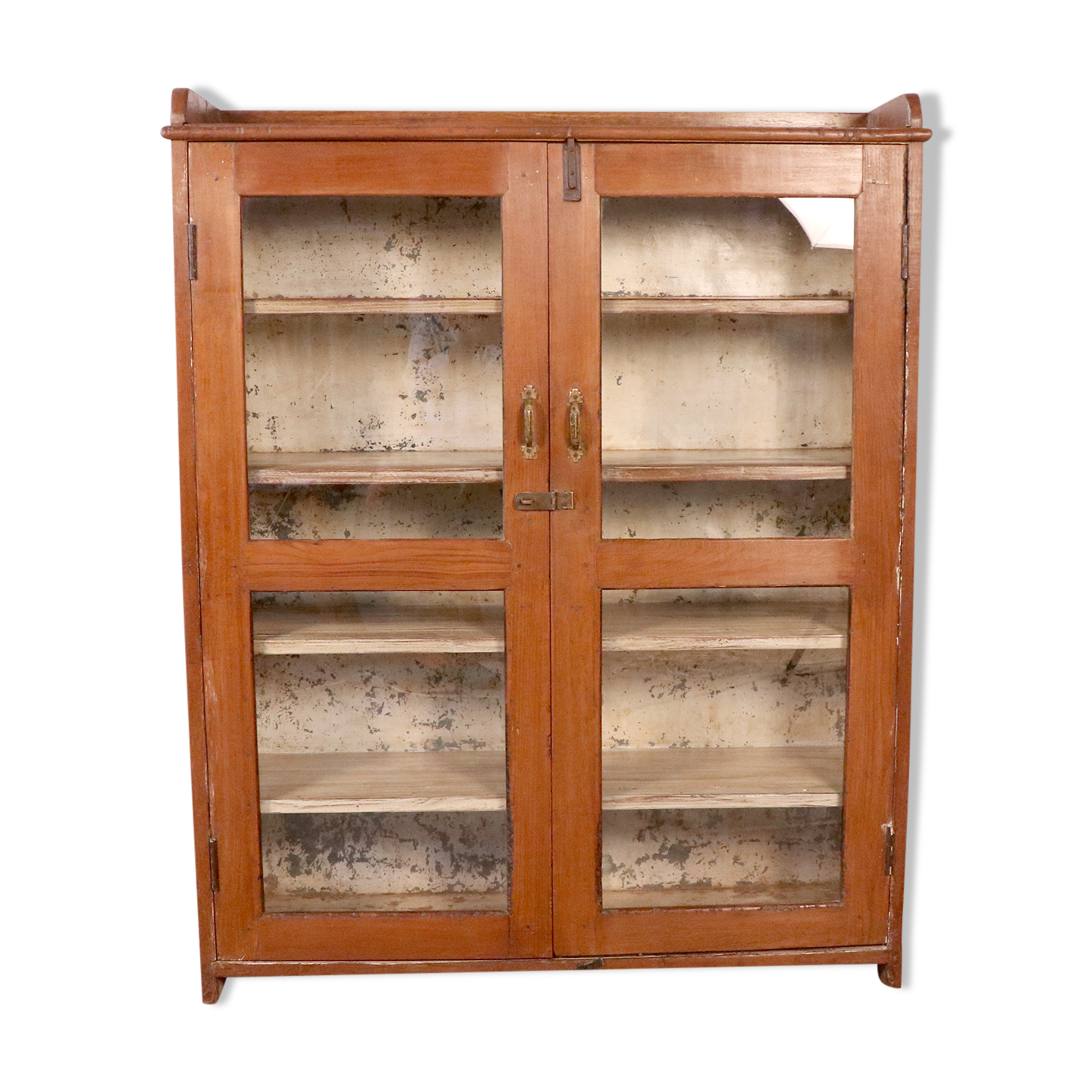 Old art deco showcase in Burmese teak patina original interior swine
