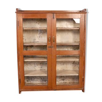 Old art deco showcase in Burmese teak patina original interior swine