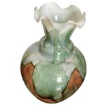 Vintage opaline vase with ruffled neck Stelvia Italy circa 1960