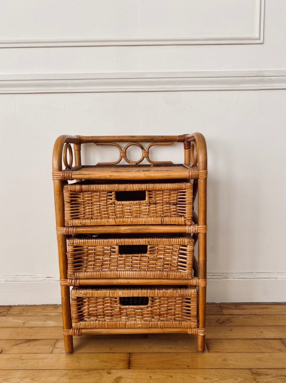 Bamboo and rattan bedside table