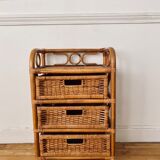 Bamboo and rattan bedside table