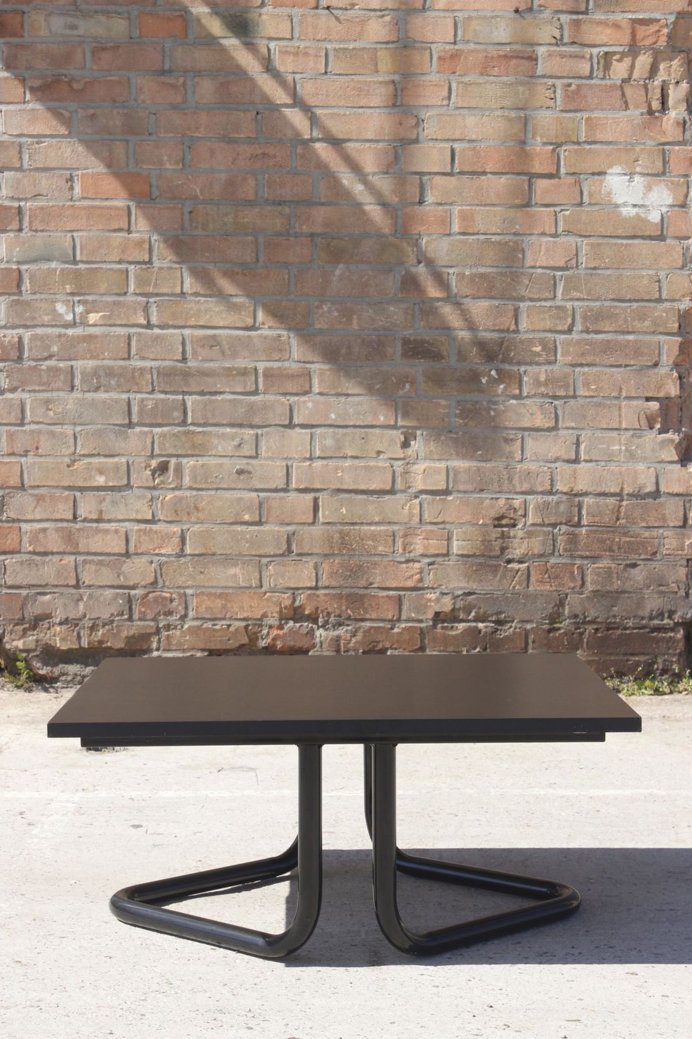 Vintage coffee table in steel and black melamine by Airborne, france, 1990s