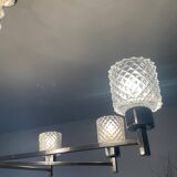 Vintage Italian chandelier from the 60s in chromed metal and glass