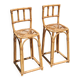 Pair of bamboo rattan bar stools, 70s