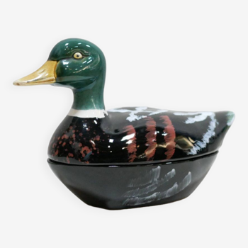 Vintage ceramic duck terrine by Michel Caugant