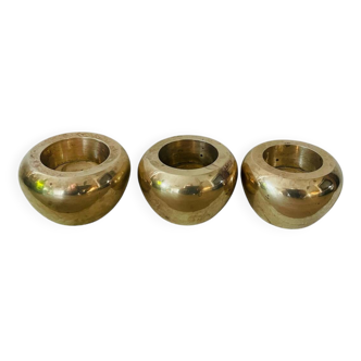 Three brass candlesticks
