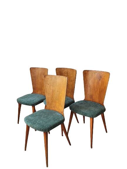 4 chaises vintage style Baumann bois et tissu