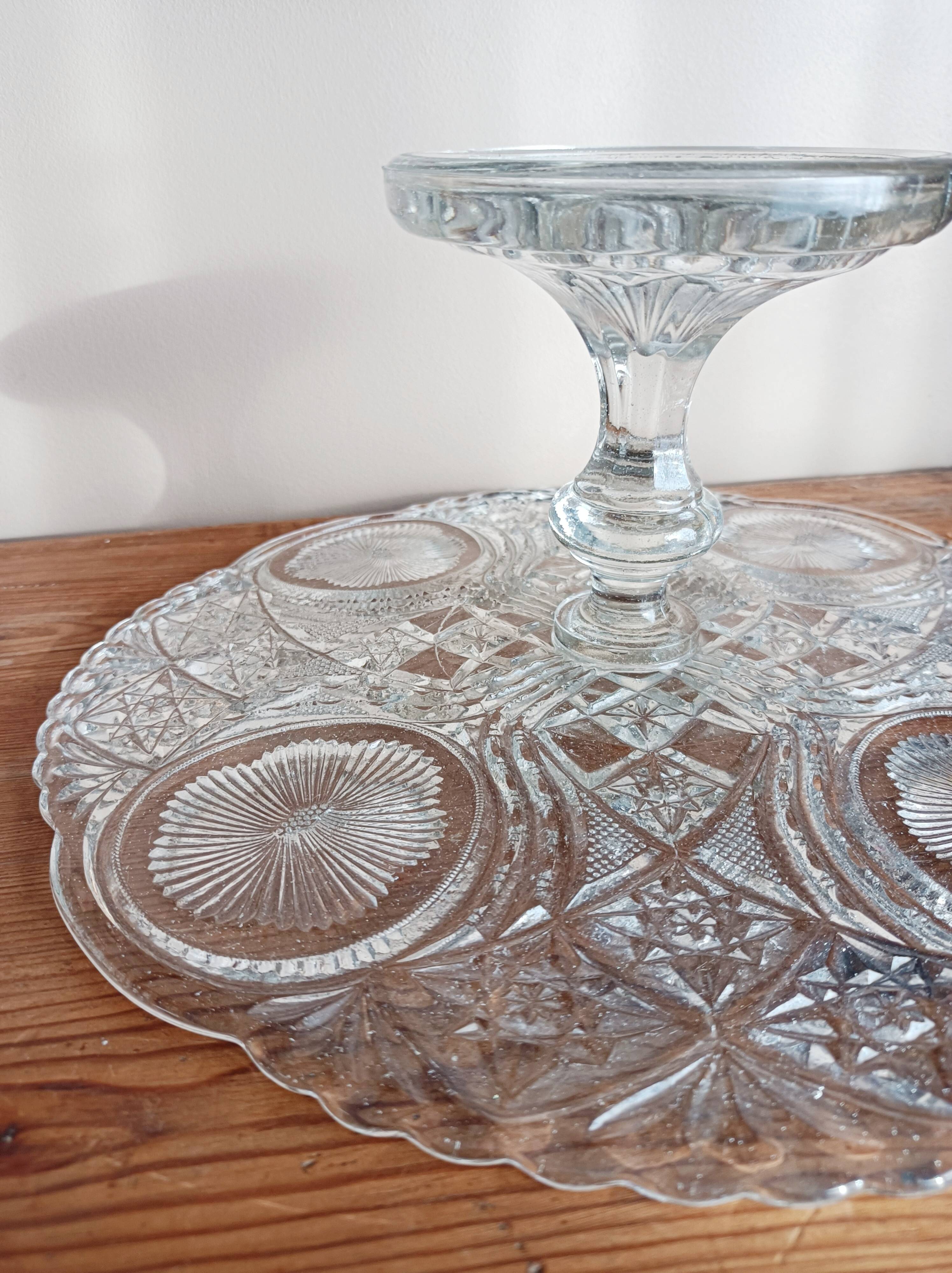 Cut glass cake stand