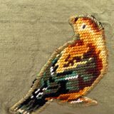 Upcycled cushion "les p'tits oiseaux" - 40x60 cm- linen & canvas