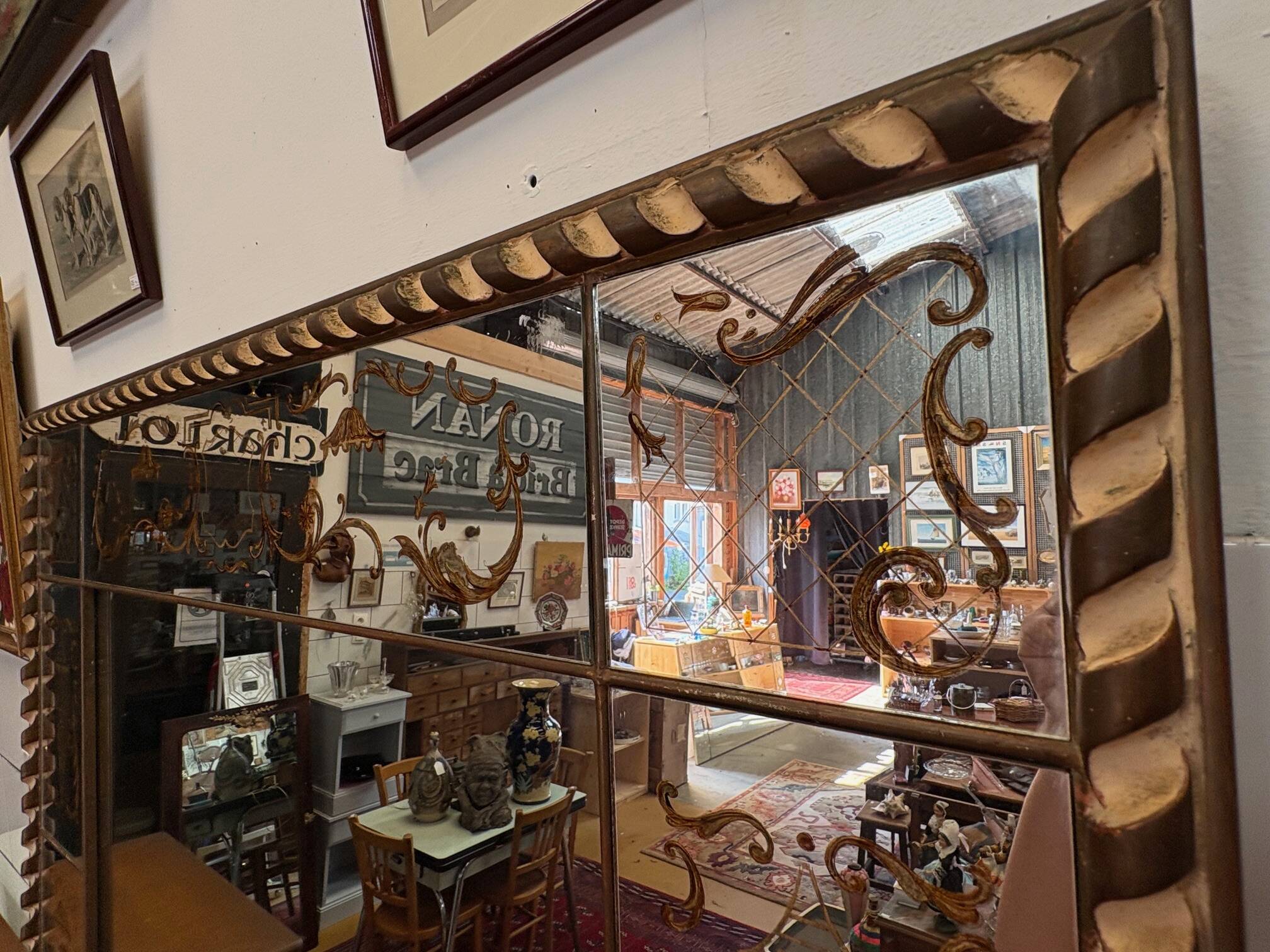 Large antique engraved and gilded wall mirror – Venetian style