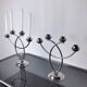 Pair of art deco candle holder in stainless steel 4 flammes, spain, 1970