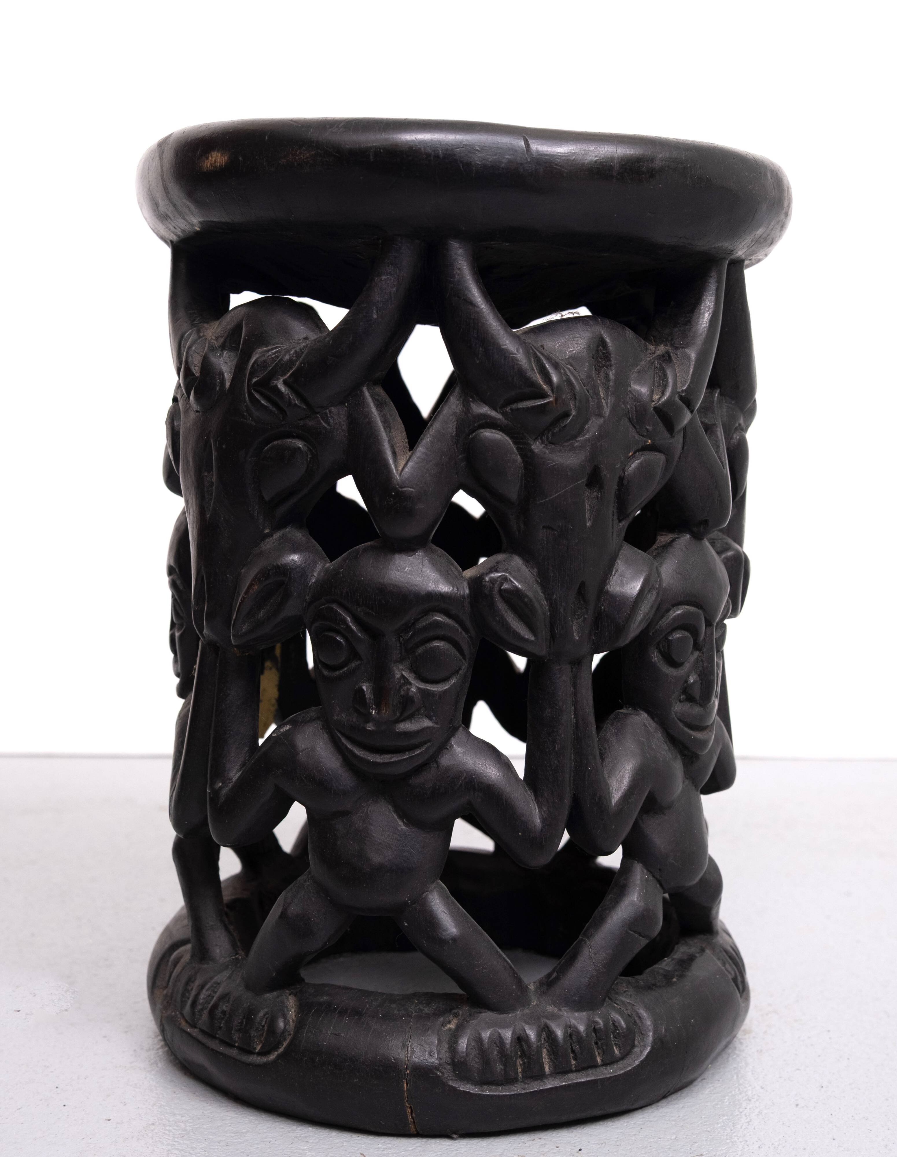African tribal stool amileke, Cameroon Africa, 1950's
