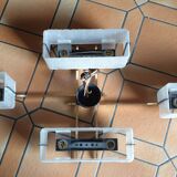 Arlus chandelier 4x2 brass lights prespex 1950/1960 vintage