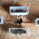 Arlus chandelier 4x2 brass lights prespex 1950/1960 vintage