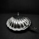 Vintage butter dish / caviar dish in cobalt blue glass & metal