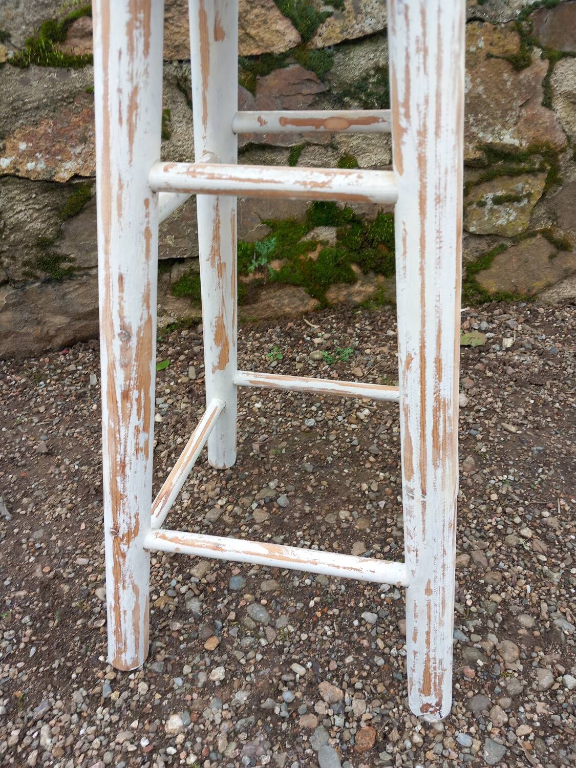 High stool in recycled style wood