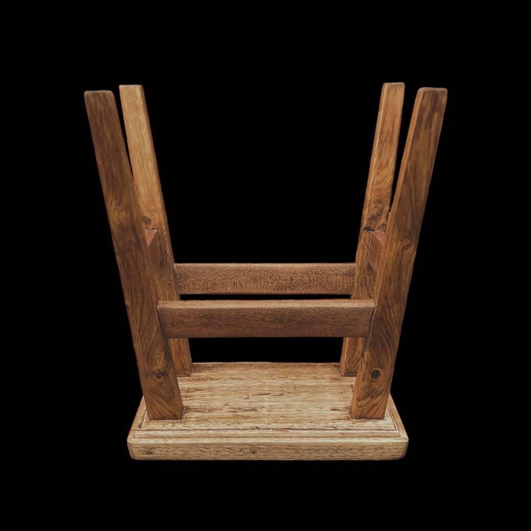 Rustic solid wood stool – brutalist spirit