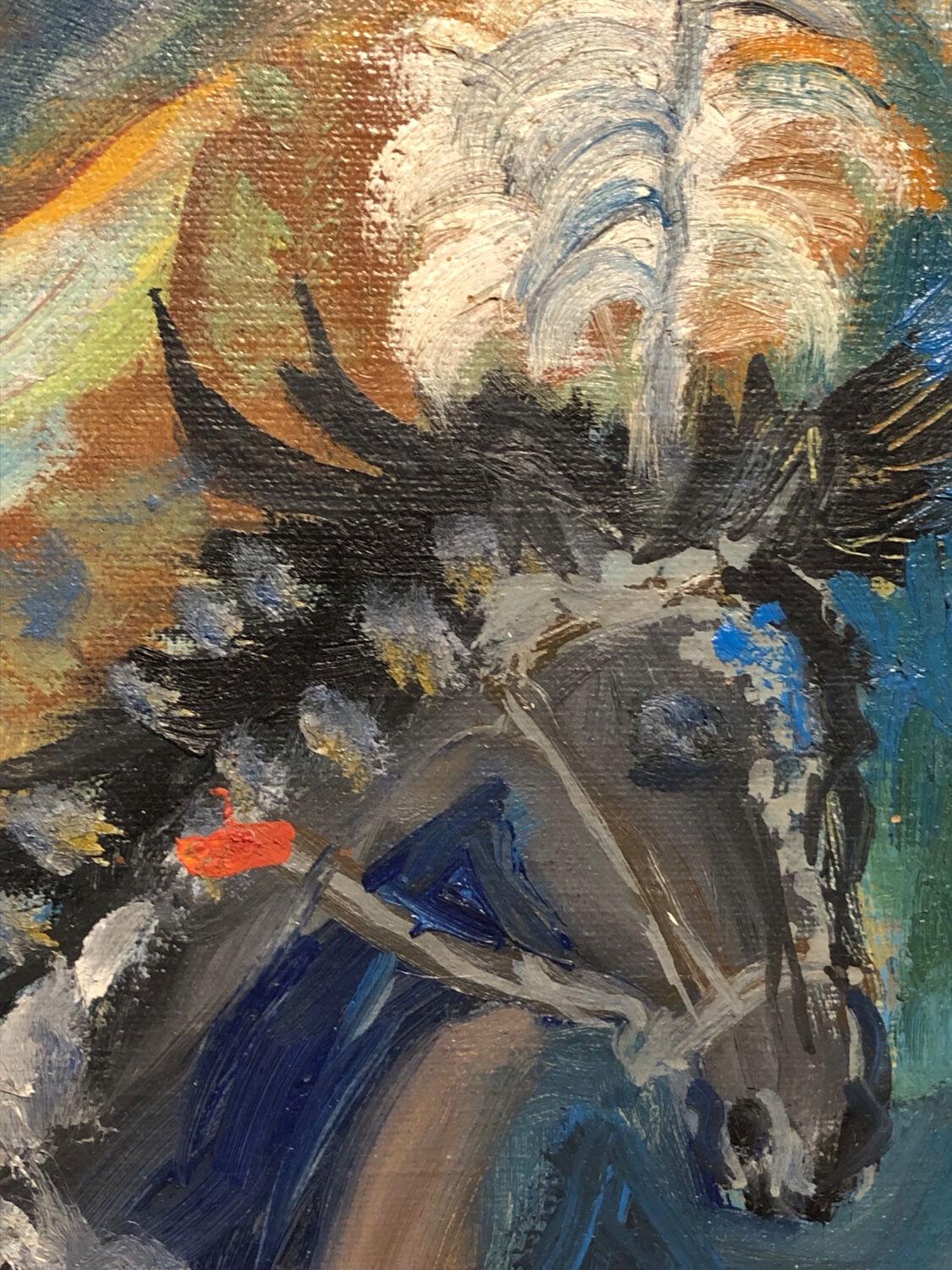 Painting Oil on Canvas Fauvism Circus Horse Dancer Circa 1960